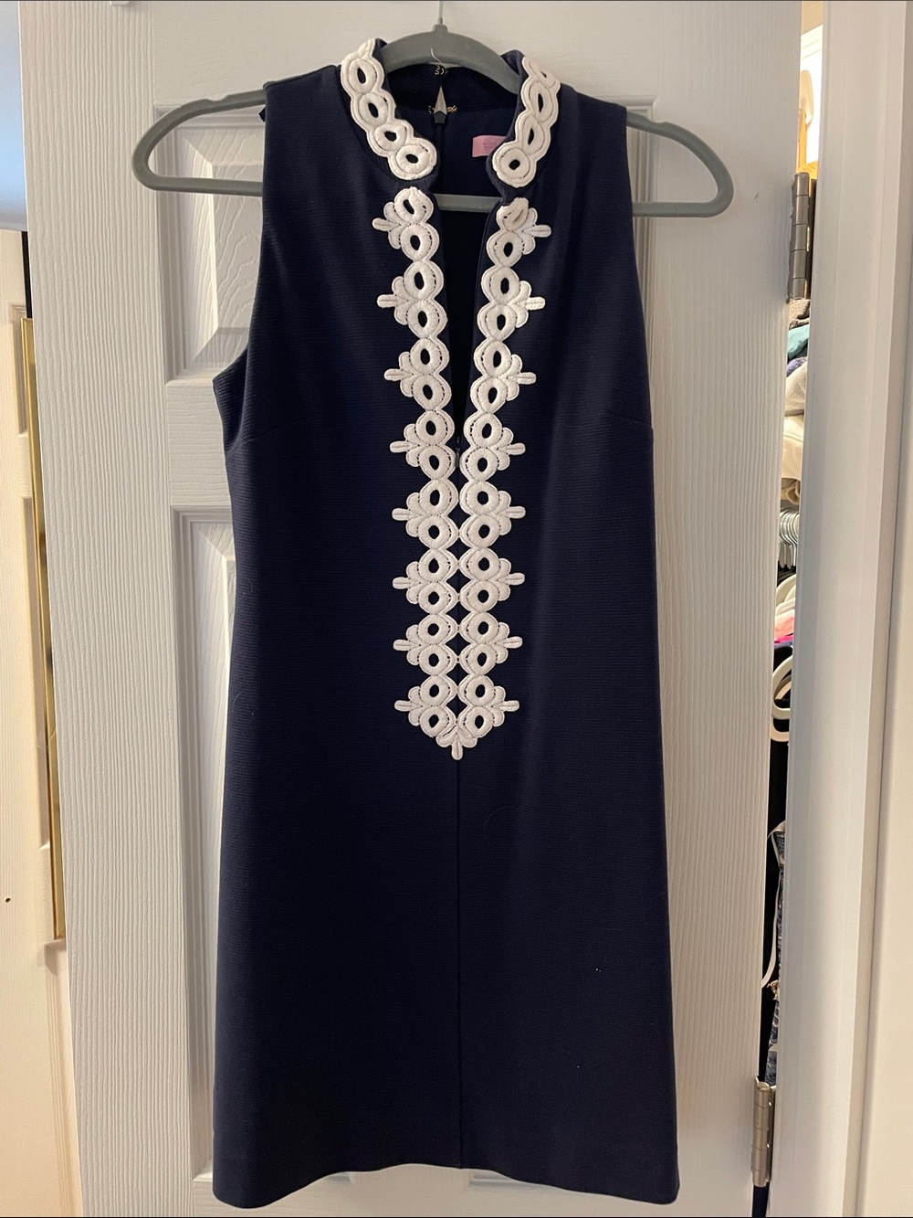 Lilly Pulitzer Navy Sleeveless Shift Dress with White Trim